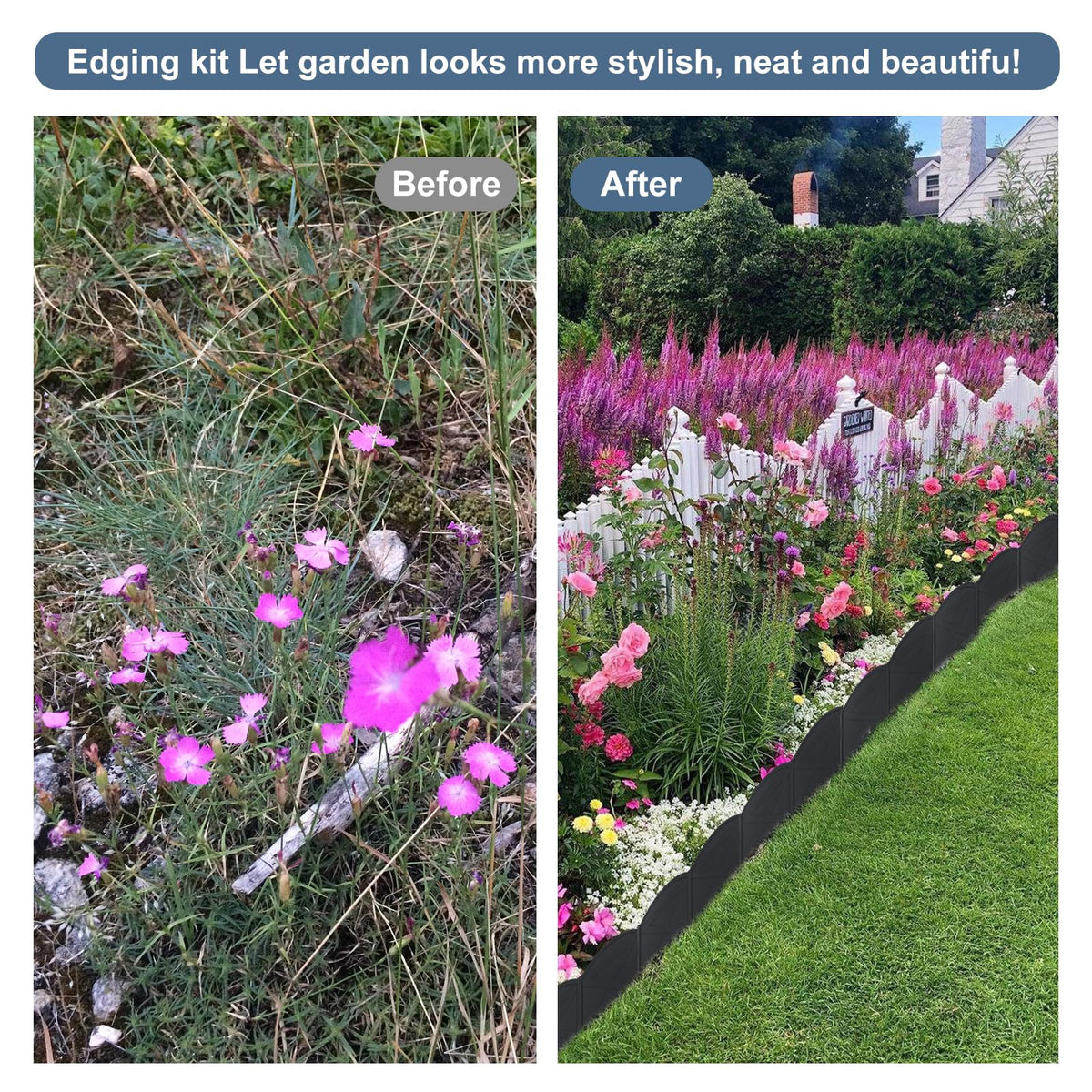 AMURS garden edging lawn border outline defines pathways.