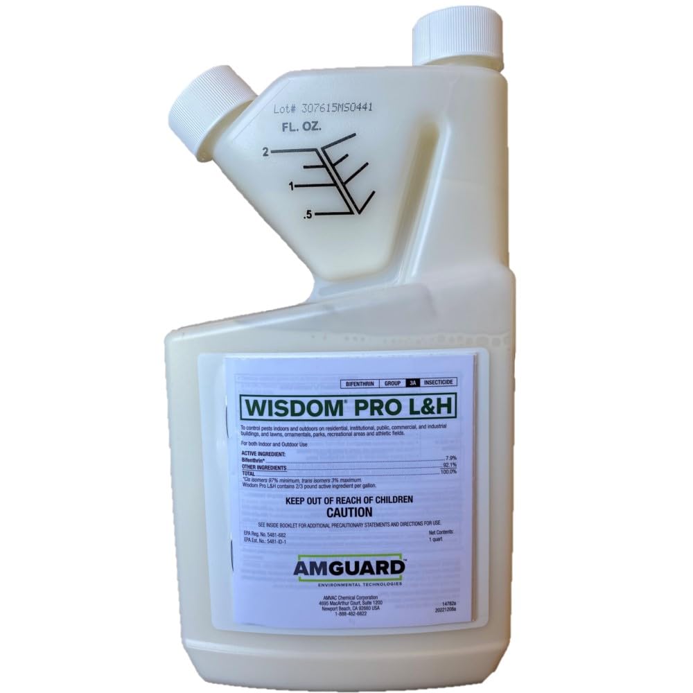 Amvac Wisdom Pro L&H bottle front label shows broad pest control options.