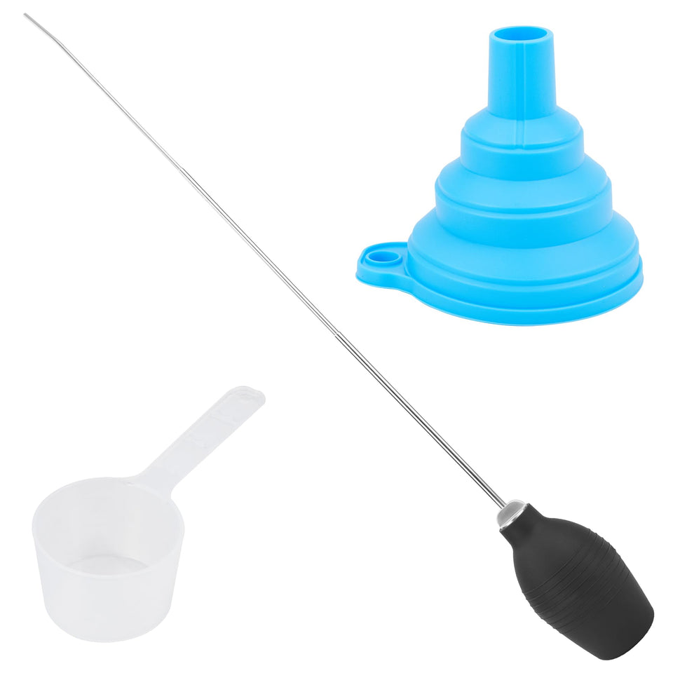 Amviner diatomaceous earth duster with angled nozzle for precise corner application.