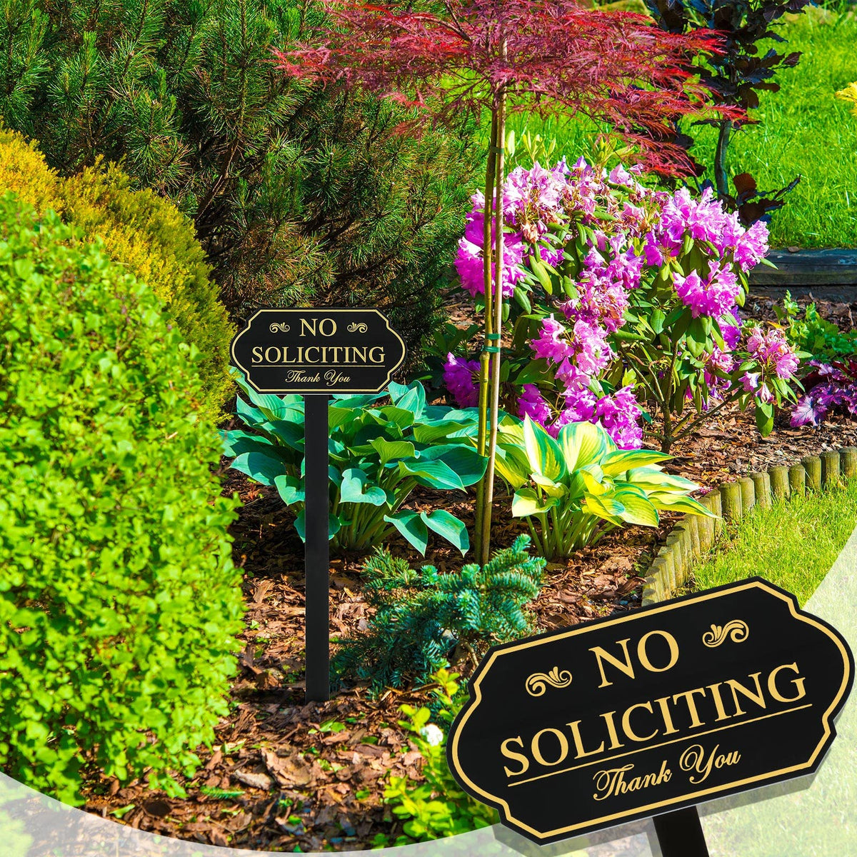 Amyhill gold sign package includes stake for easy mounting