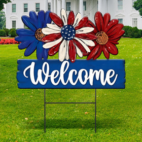 Amyhill patriotic daisy garden stake enhances curb appeal for the 4th of July