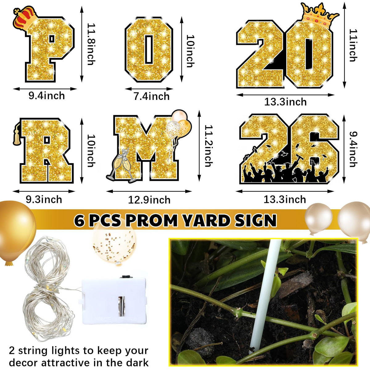 Amyhill yard sign kit includes light string to brighten outdoor setup