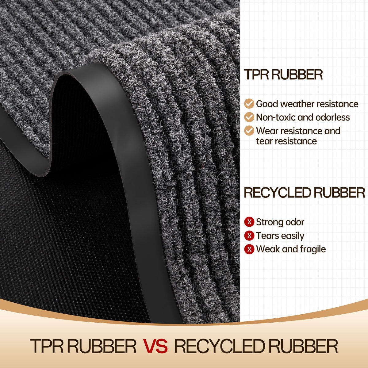 Amyracel front door mat easy-clean surface wipes clean quickly.