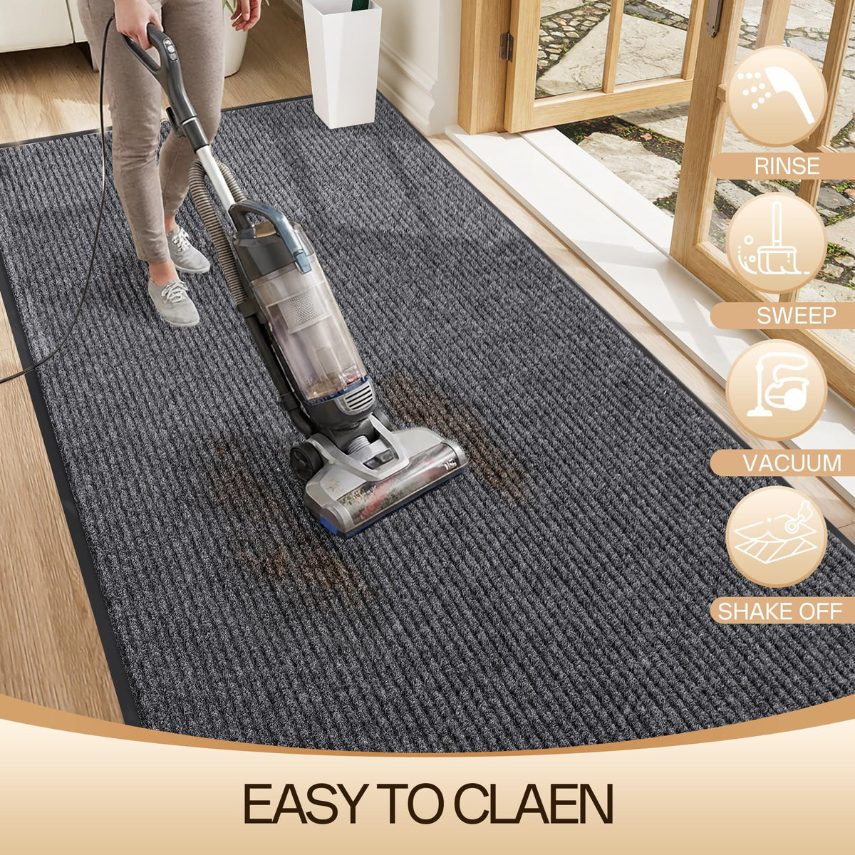 Amyracel front door mat extra-large size fits wide entryways.