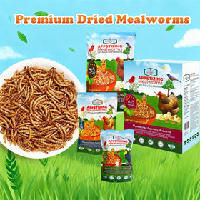 Amzey Dried Mealworms packaging with non-preservative claim communicates clean ingredient sourcing.
