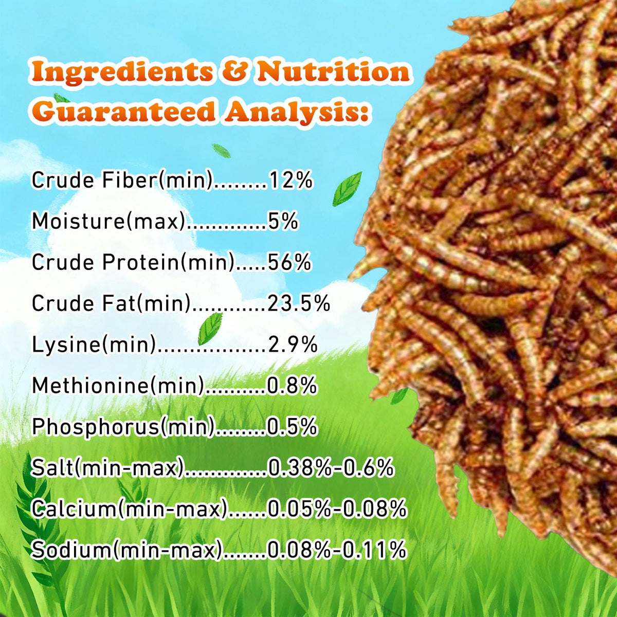 Amzey Dried Mealworms non-gmo label showcases natural, preservative-free snack options.
