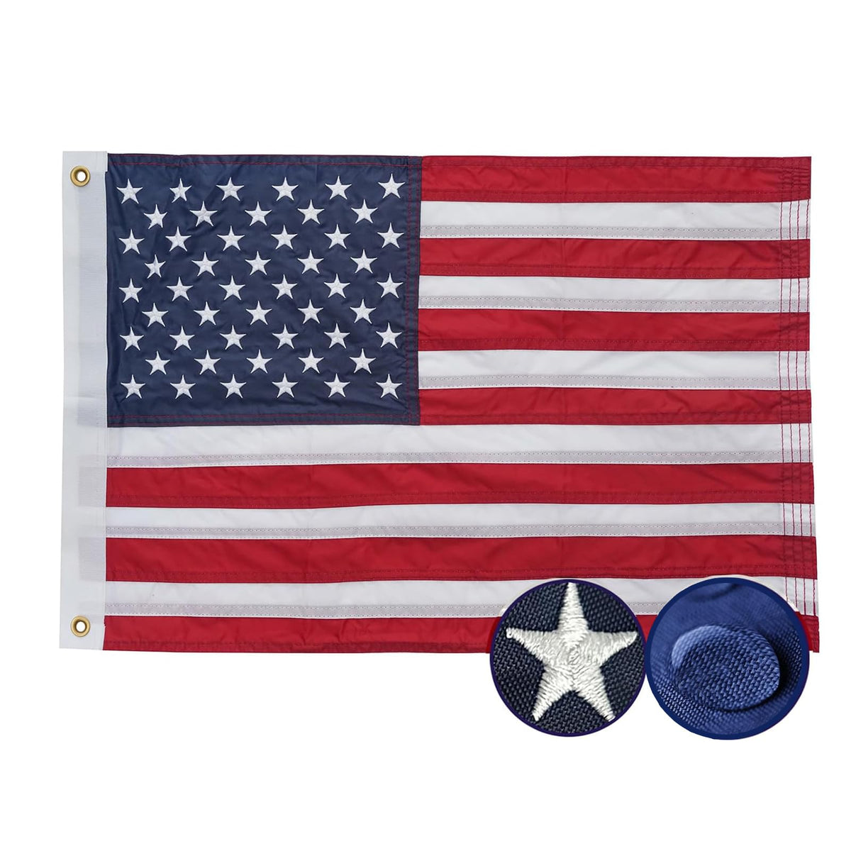 AMZFLAG American flag 12x18 outdoor embroidery for boats and cars.