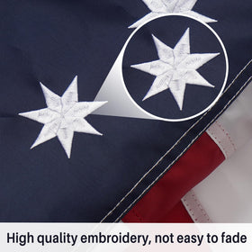 AMZFLAG embroidered stars and stitching detail in durable flag