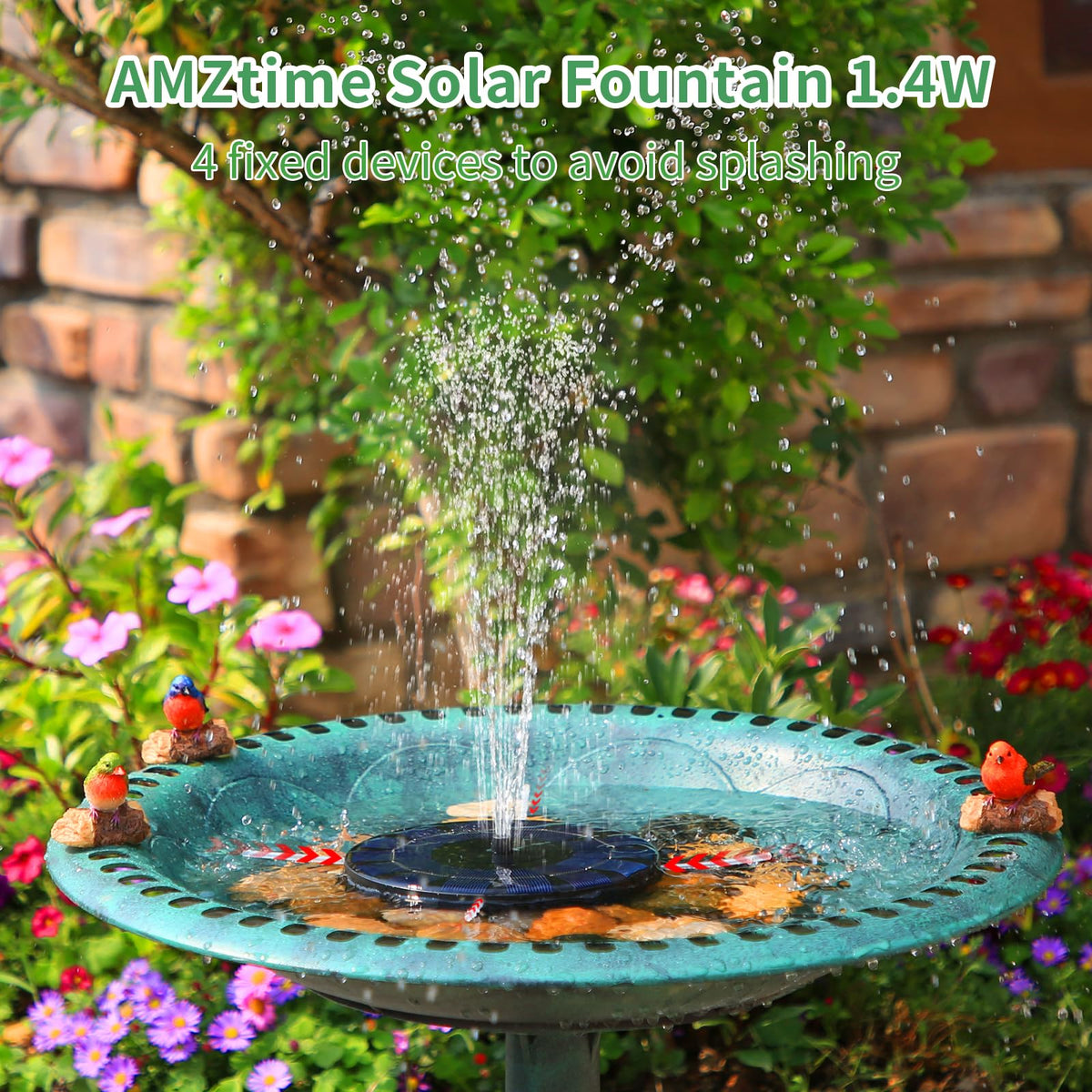 AMZtime 4 fixed rods secure fountain in birdbath
