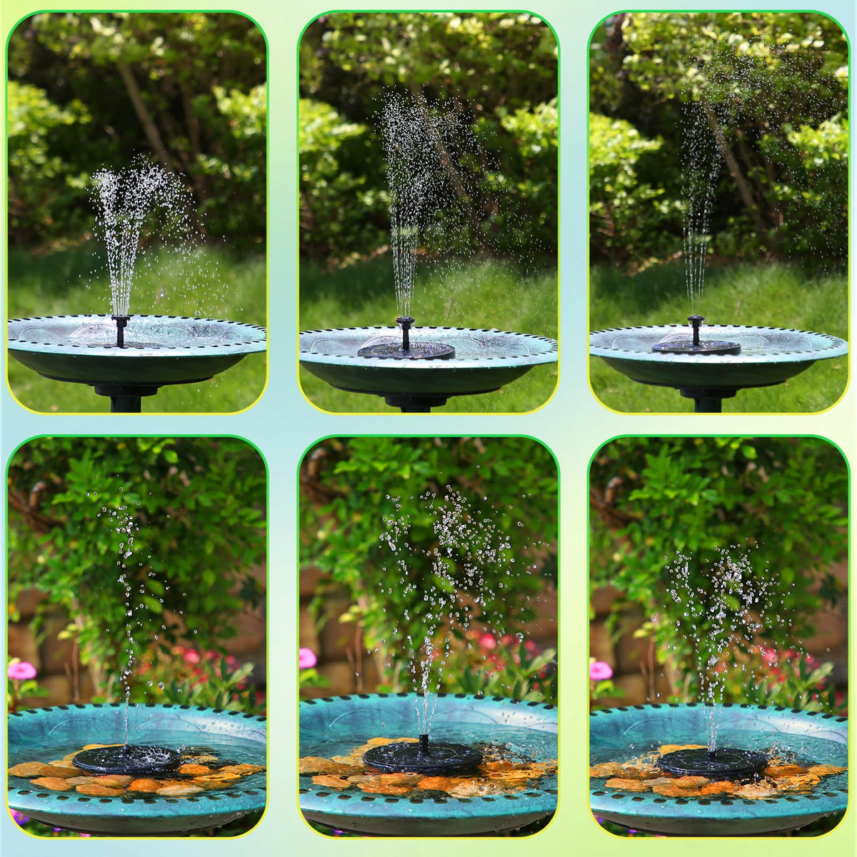 AMZtime floating pump in bird bath demonstrates easy setup and reliable operation.