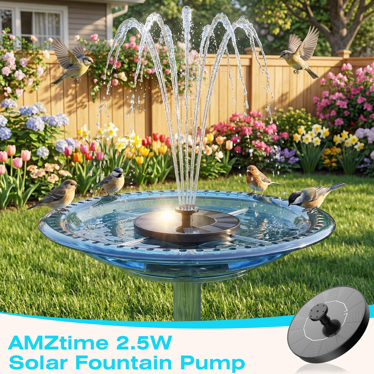 AMZtime fountain height adjustment demonstrates tool-free 15–27 inch range