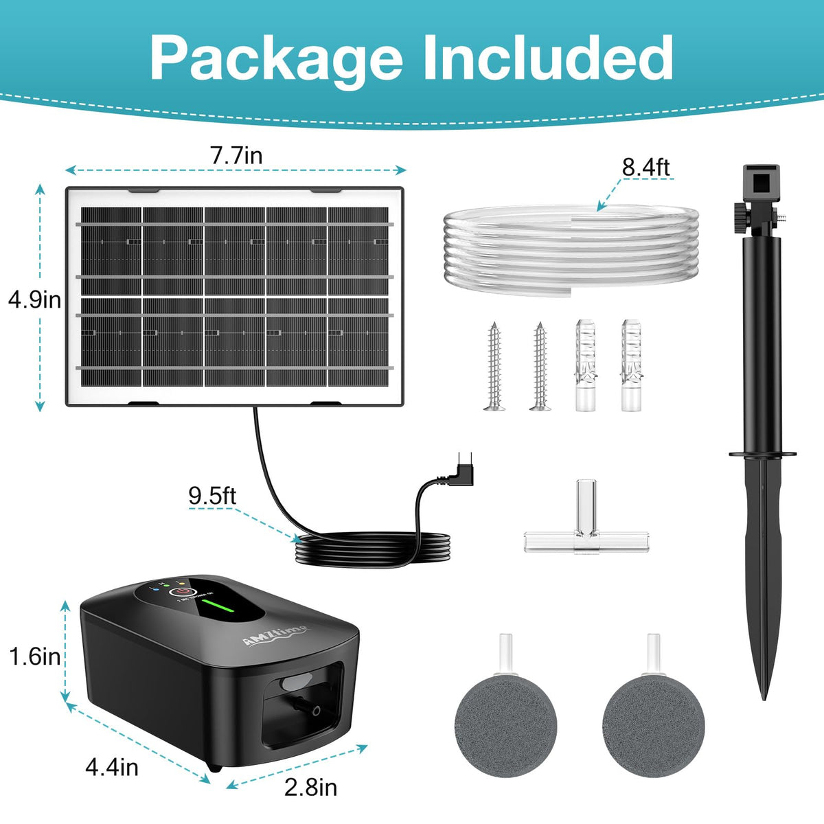 AMZtime aerator in use at a pond setup with bubbles