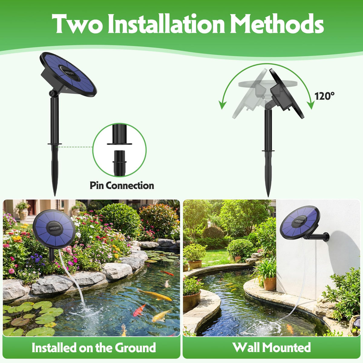 AMZtime solar pond aerator kit components ready to install for quick setup