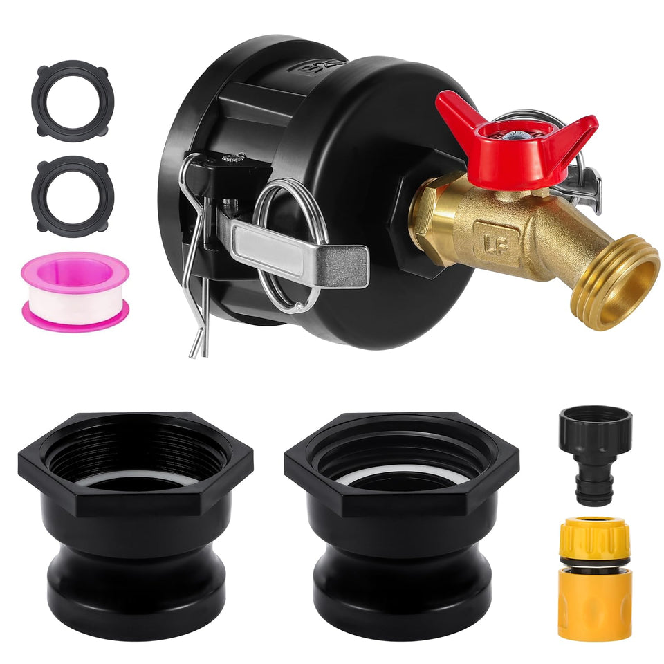 Ana Ark IBC Tote Hose Adapter with full-bore brass stop valve for steady water flow