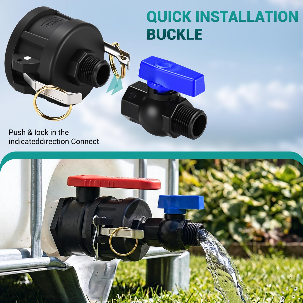 Ana Ark IBC tote hose adapter leak-proof seals close-up.