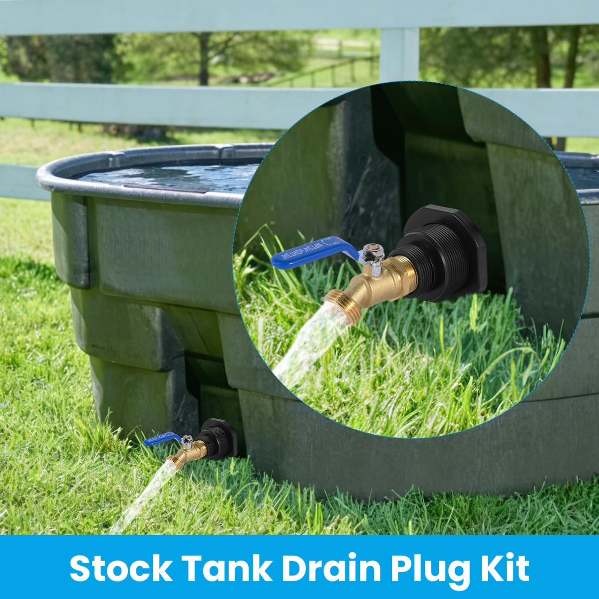 Ana Ark installation cord aiding quick setup of the stock-tank drain.