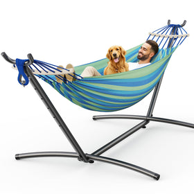 ANAGOO double hammock assembly showing sturdy stand for quick setup