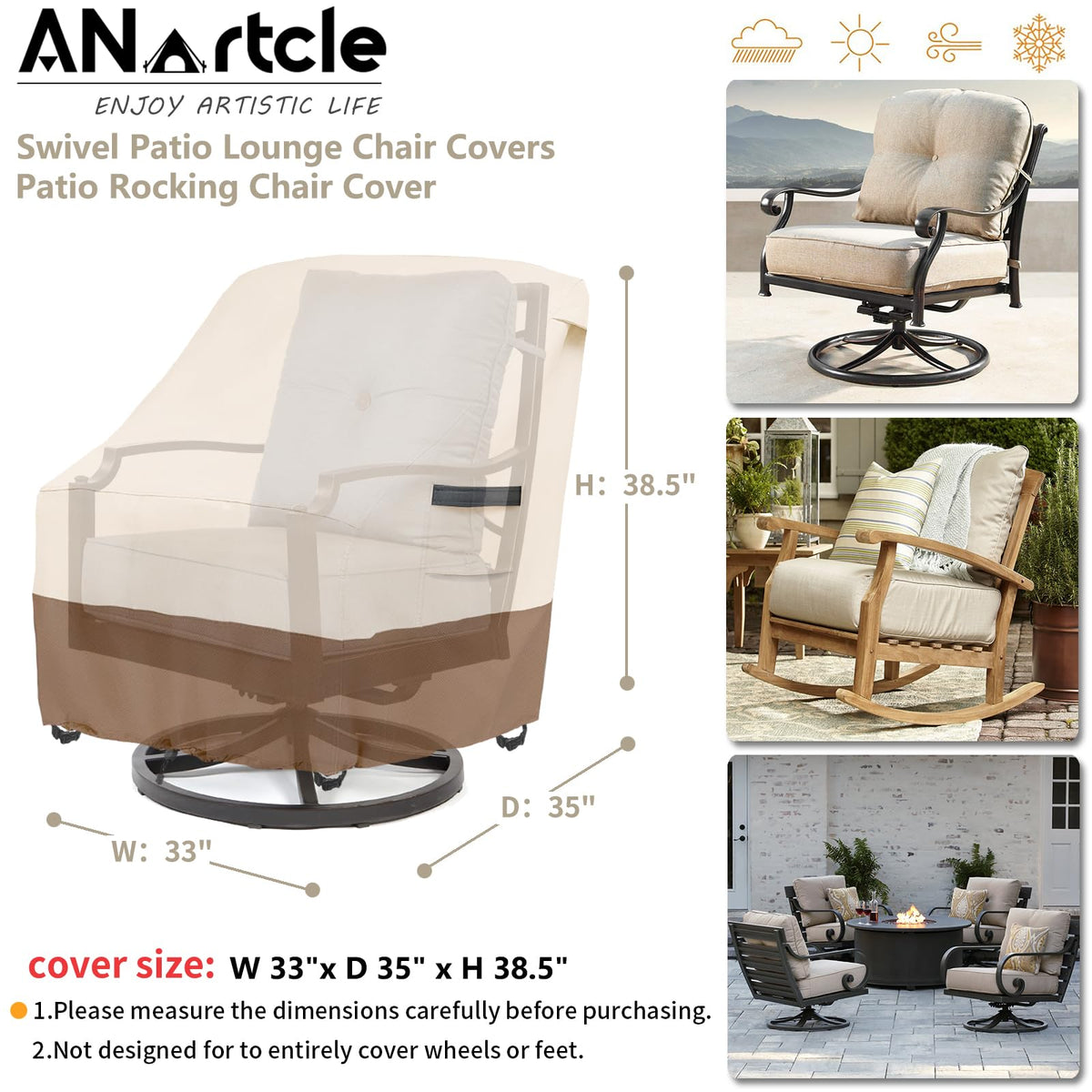 ANartcle 1-click-close straps secure the cover during windy days without fuss.
