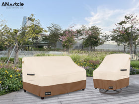 ANartcle Beige Brown 3-Seater cover blends with outdoor decor.