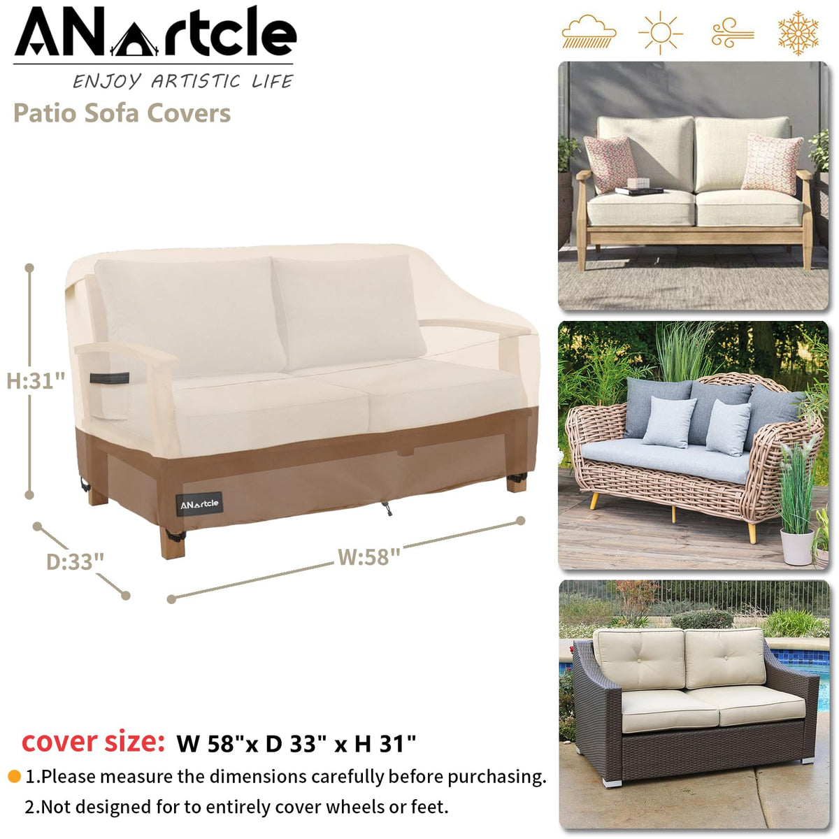 ANartcle Loveseat Cover close-up shows laminated undercoating