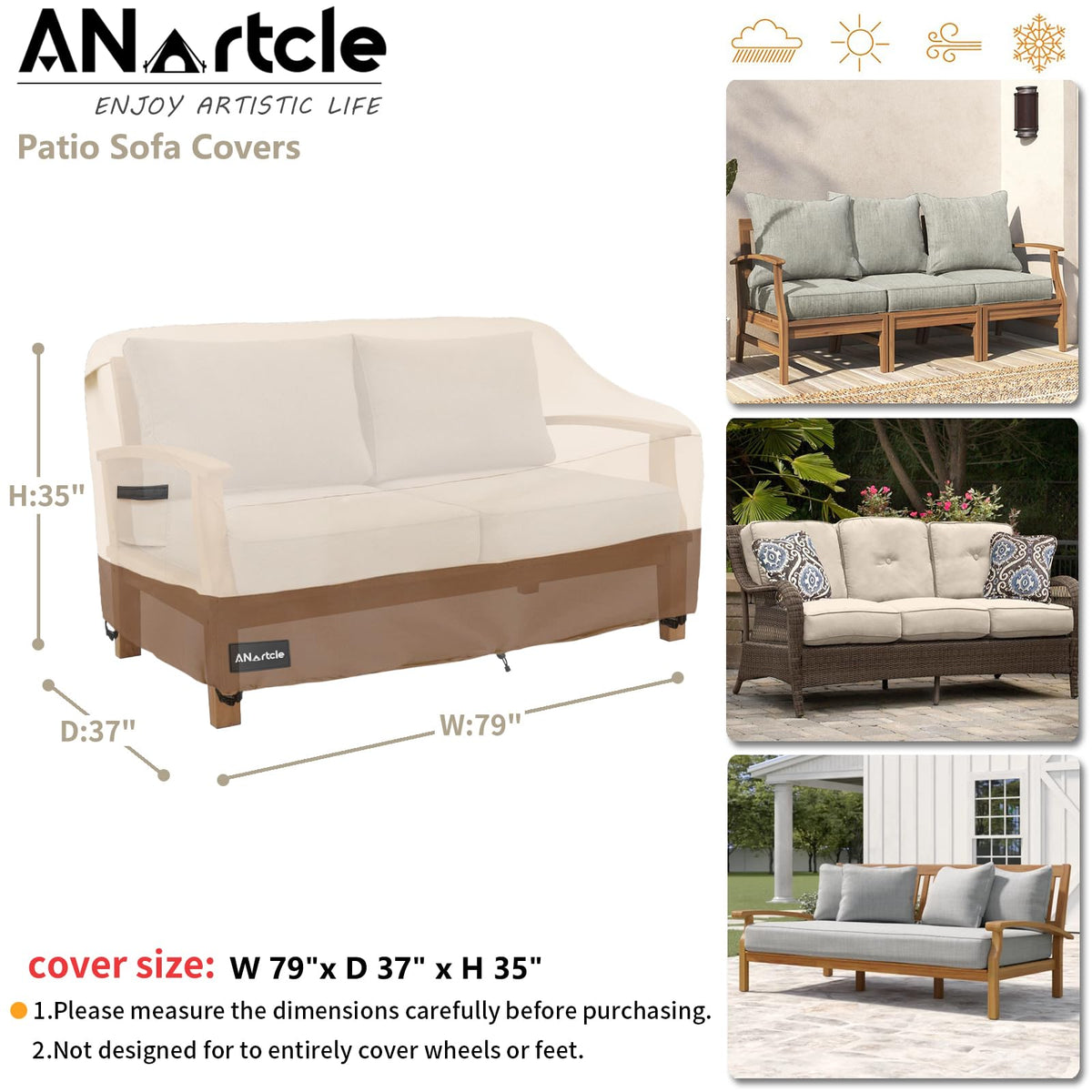ANartcle Sofa Cover elastic hem cord for a tight, custom-like fit.