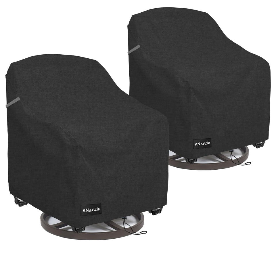 ANartcle two-pack waterproof chair covers protecting swivel chairs outdoors, all-weather ready.