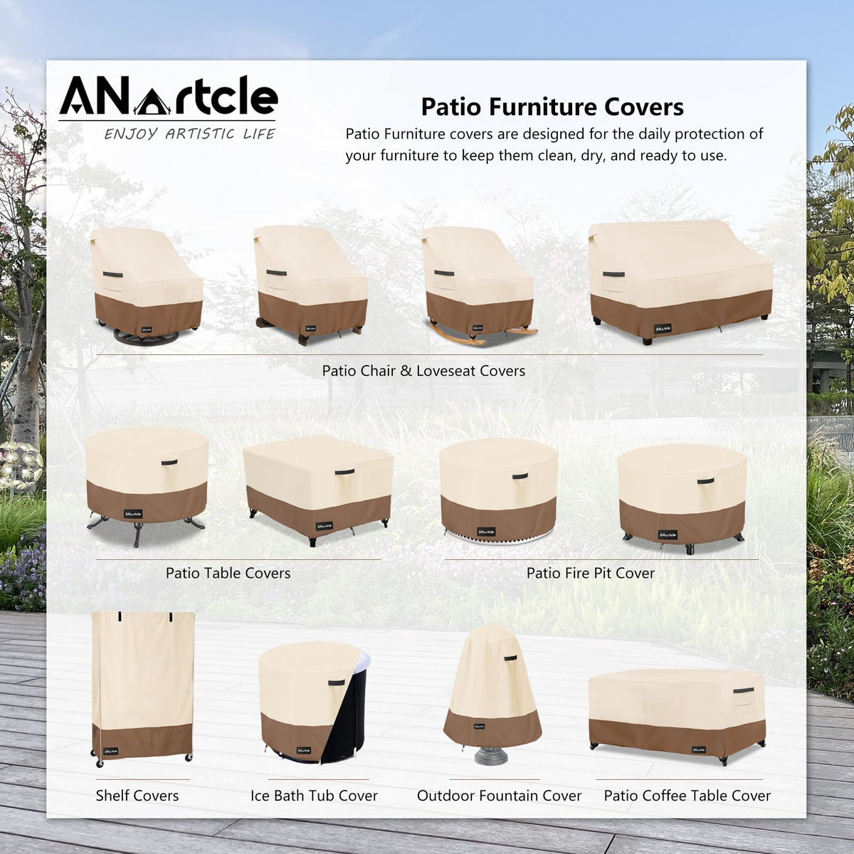 ANartcle swivel chair cover waterproof fabric protects swivel chairs on patios and balconies.