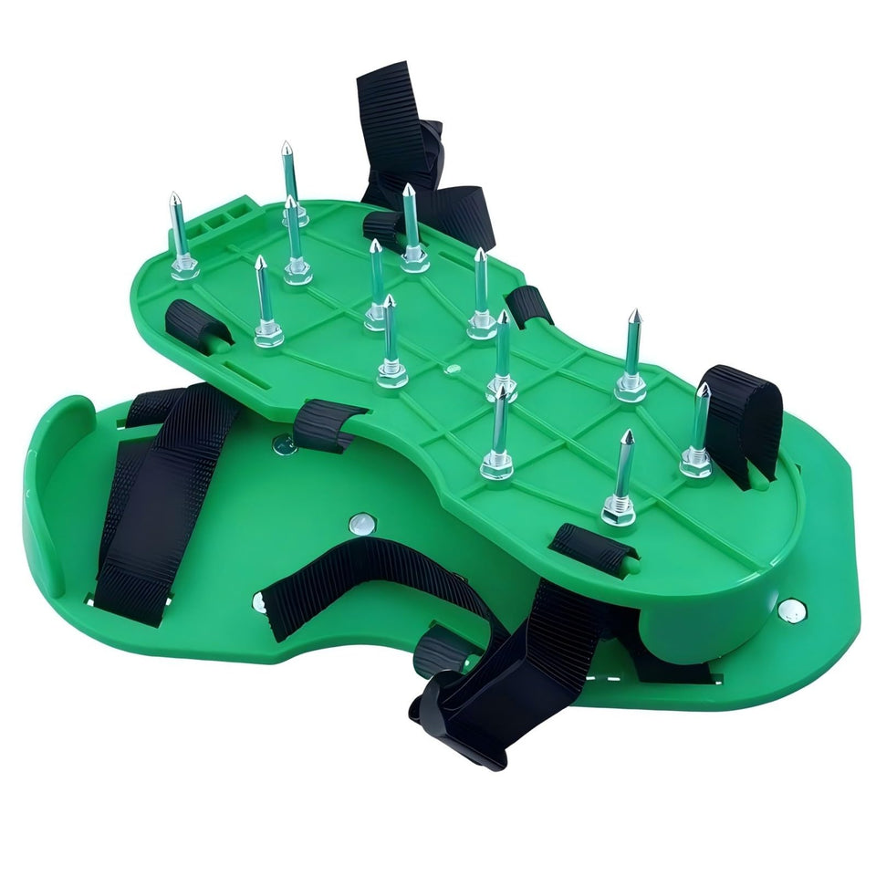 Anazous lawn aerator shoes with 13 nails per shoe for deeper soil aeration.