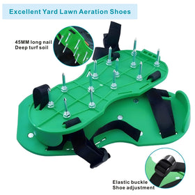 Extra long spikes on Anazous aerator shoes promote greener, healthier lawn.