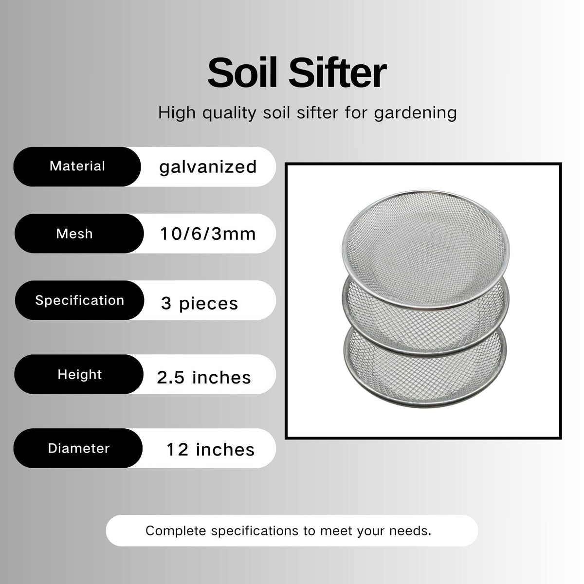 Anbadum 12-inch sieve fits most standard 5-gallon buckets.