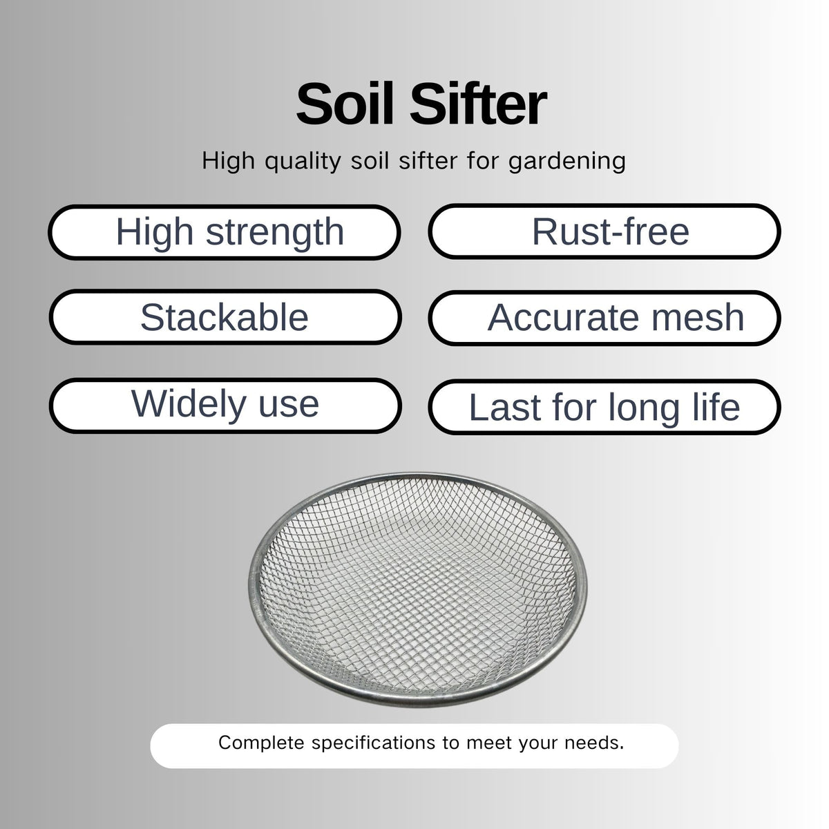 Anbadum 12-inch reinforced design enhances durability during sifting.