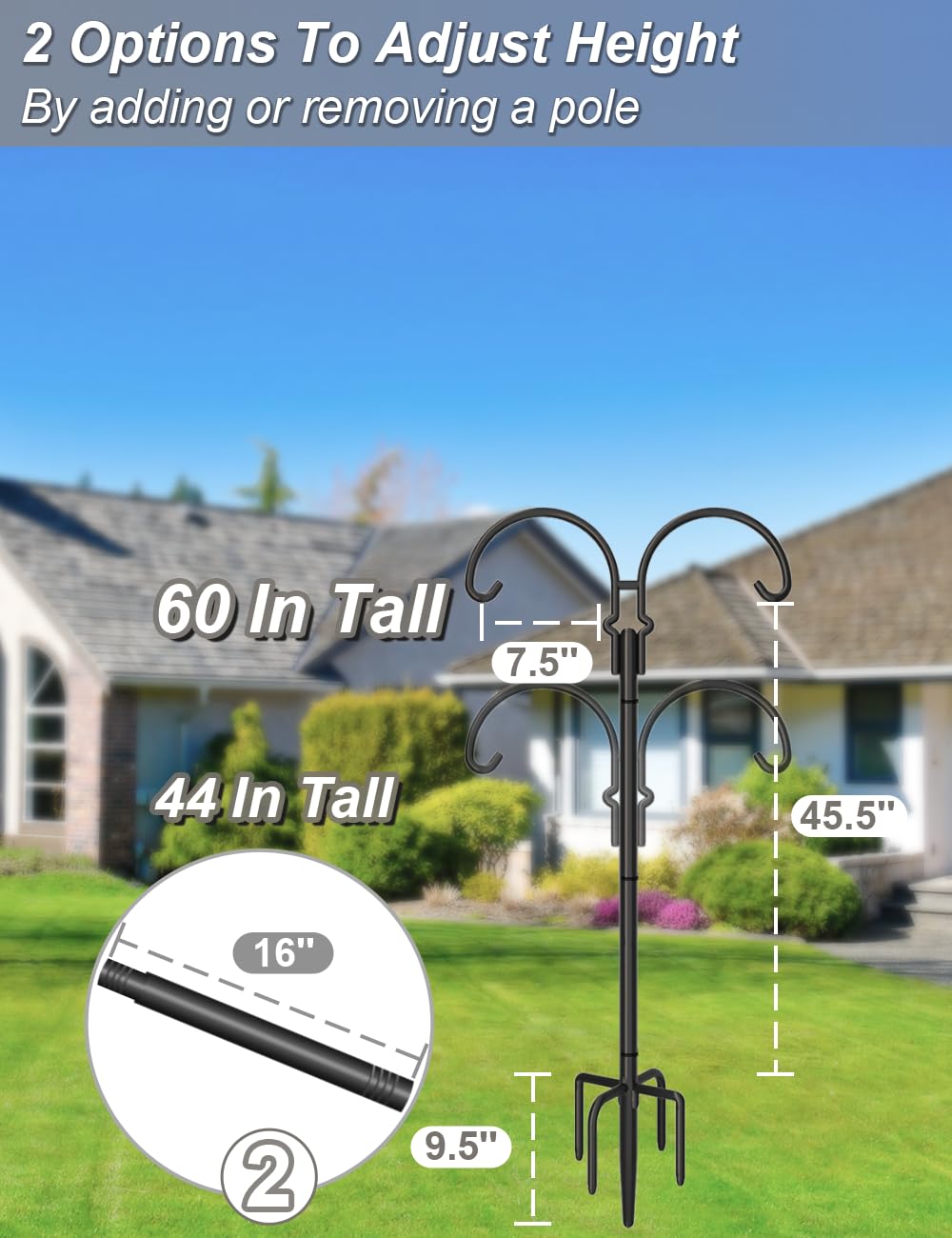 AnBaiMei matte steel shepherds hook resists wind and weather