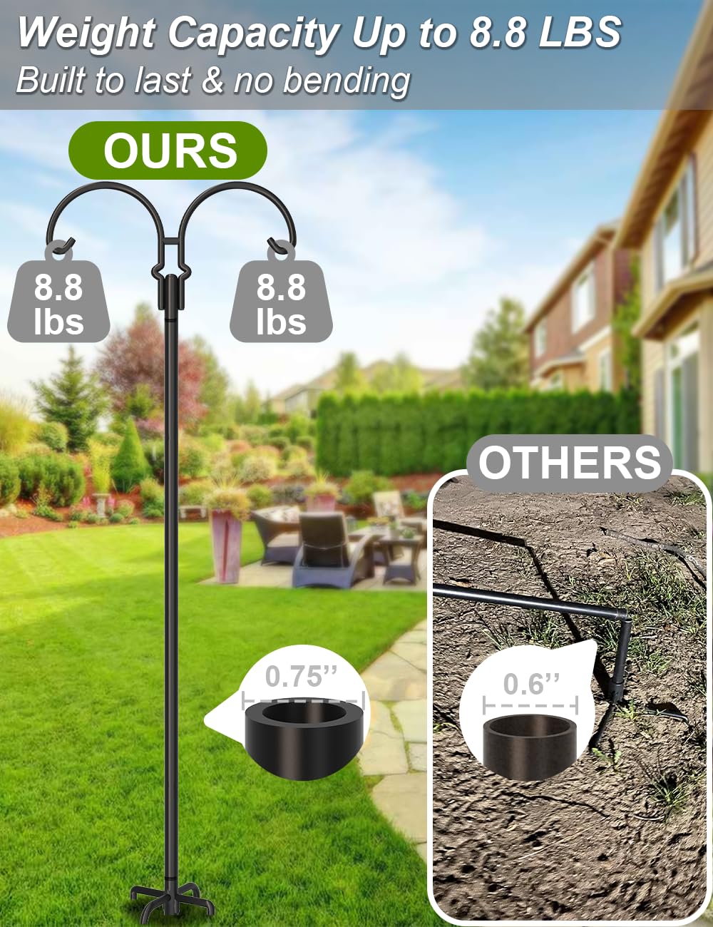 AnBaiMei versatile holder for bird feeders, lanterns, and plant baskets.