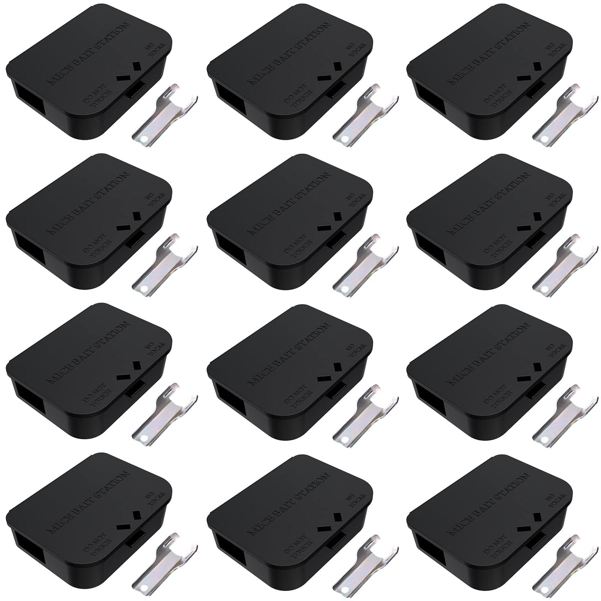 Anblak mouse station 12-pack front view, compact for indoor-outdoor placement.