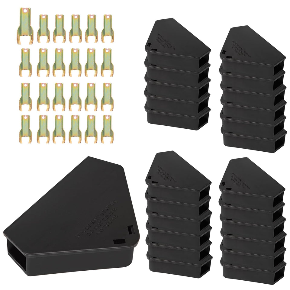 Anblak Mouse Station 24-pack for indoor and outdoor use, durable station keeps areas organized.