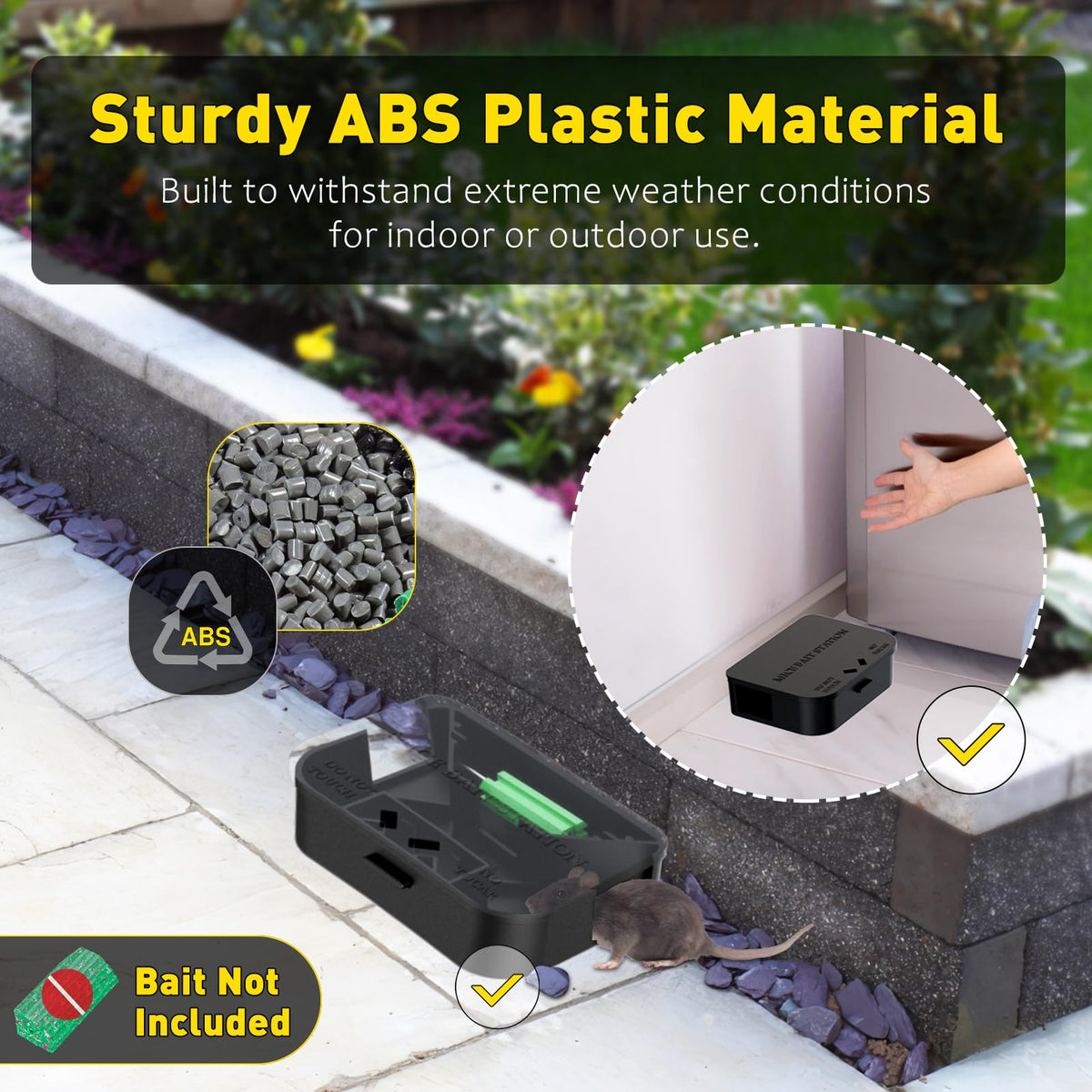 Anblak mouse station indoor-outdoor-use for flexible placement.