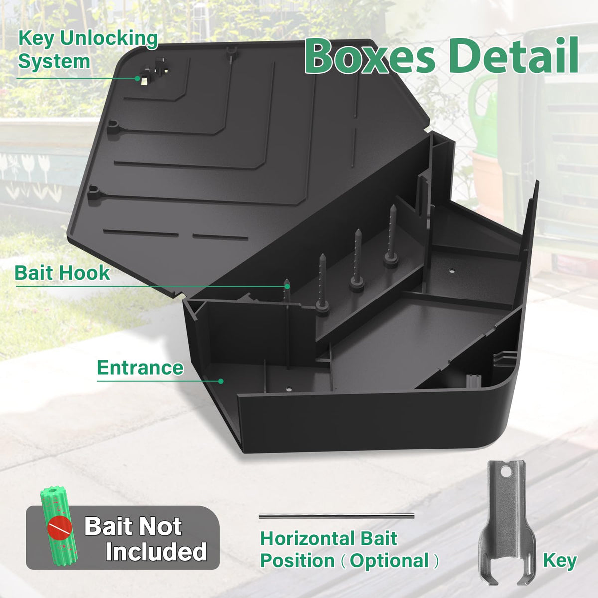 Anblak rat station box closed with key for pet and child safety.