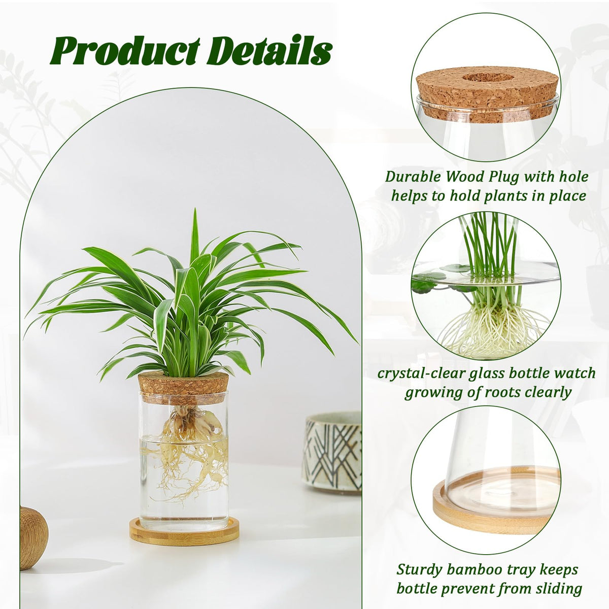 Anboliwb bamboo stand elevates your desktop garden while keeping propagation jars stable.