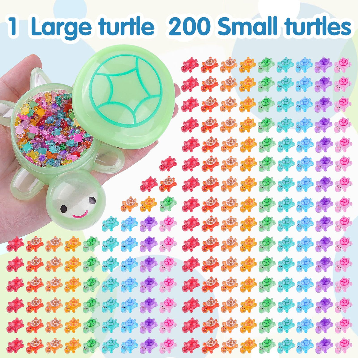 Anboor glow-in-the-dark mini turtles illuminate dollhouse scenes after dusk.