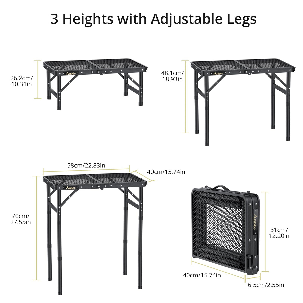 Anbte aluminum camping table is lightweight yet sturdy for travel