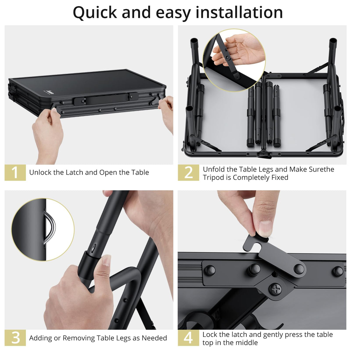 Anbte folding table adjustable height; versatile setups for seating