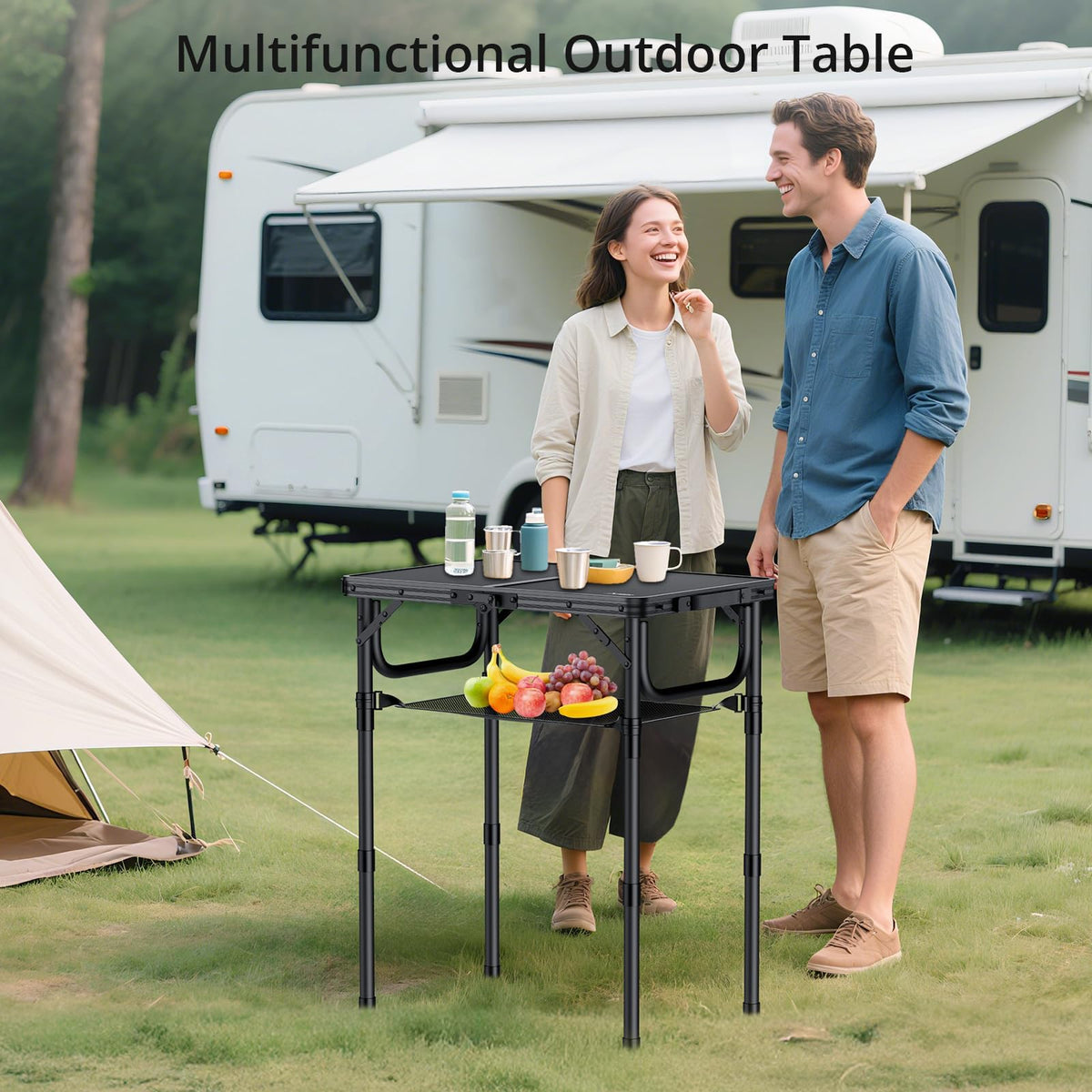 Anbte folding table folded compact; easy car storage for trips