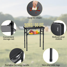 Anbte folding table with storage net; extra space for gear