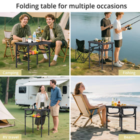Anbte folding table MDF top; smooth surface that's easy to clean