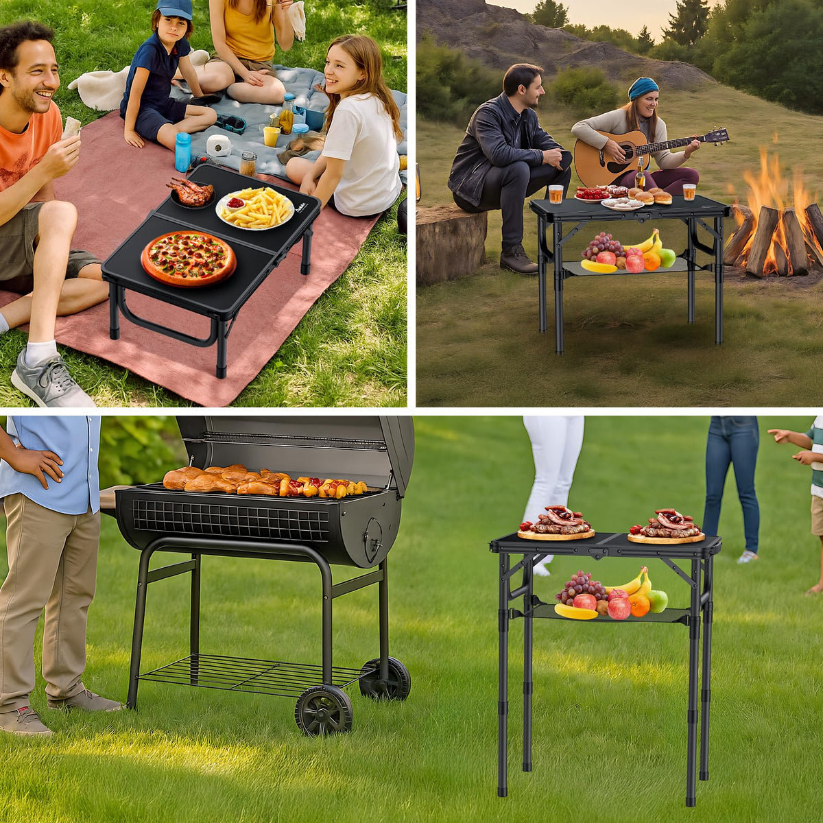 Anbte folding table with waterproof top; durable in wet conditions