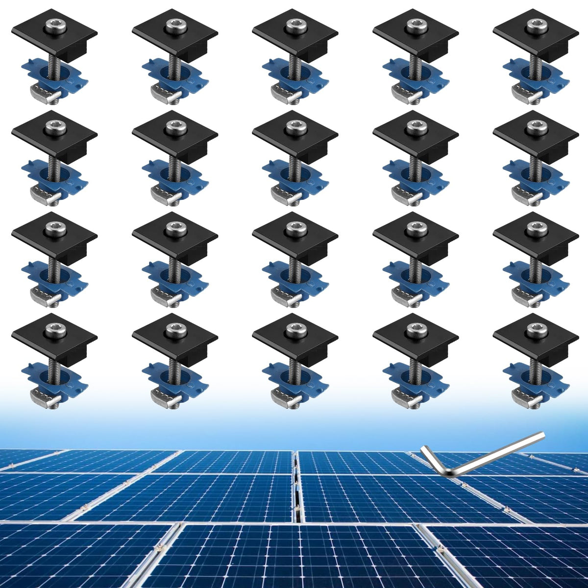Anbte mid clamp 30mm Unistrut securing solar modules on rooftops