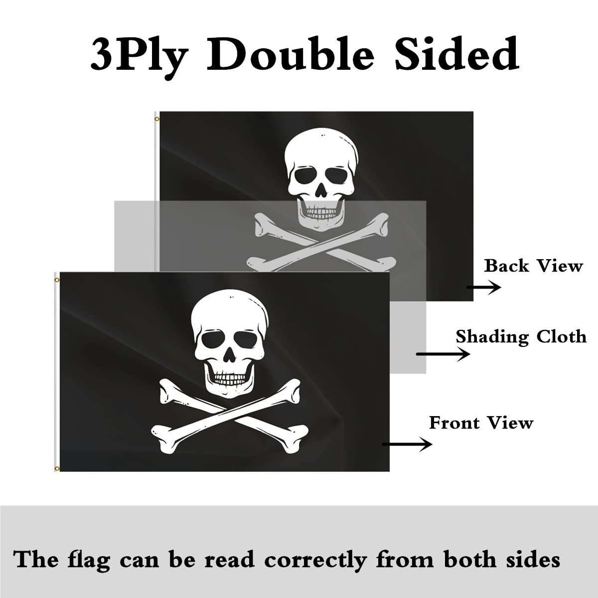 ANCONINE pirate flag detailed stitching highlights durability for long-term use.