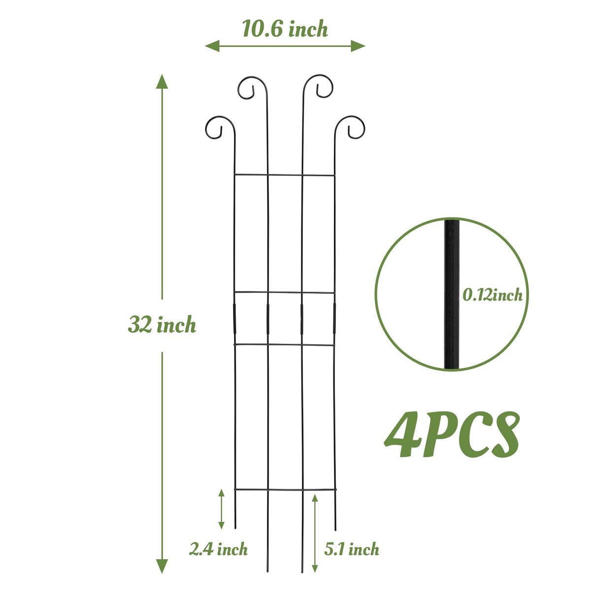 ANCOUUIN 4-pack 32inch black metal trellis offers rust-resistant garden support for vines