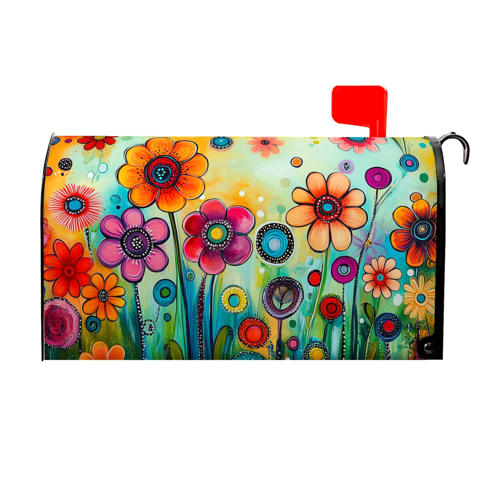 Ancordivo abstract floral mailbox cover enhances curb appeal with weather-ready design