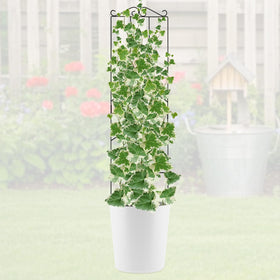 ANCOUUIN 4 Pack 32'' rectangular black trellis blends with garden decor.